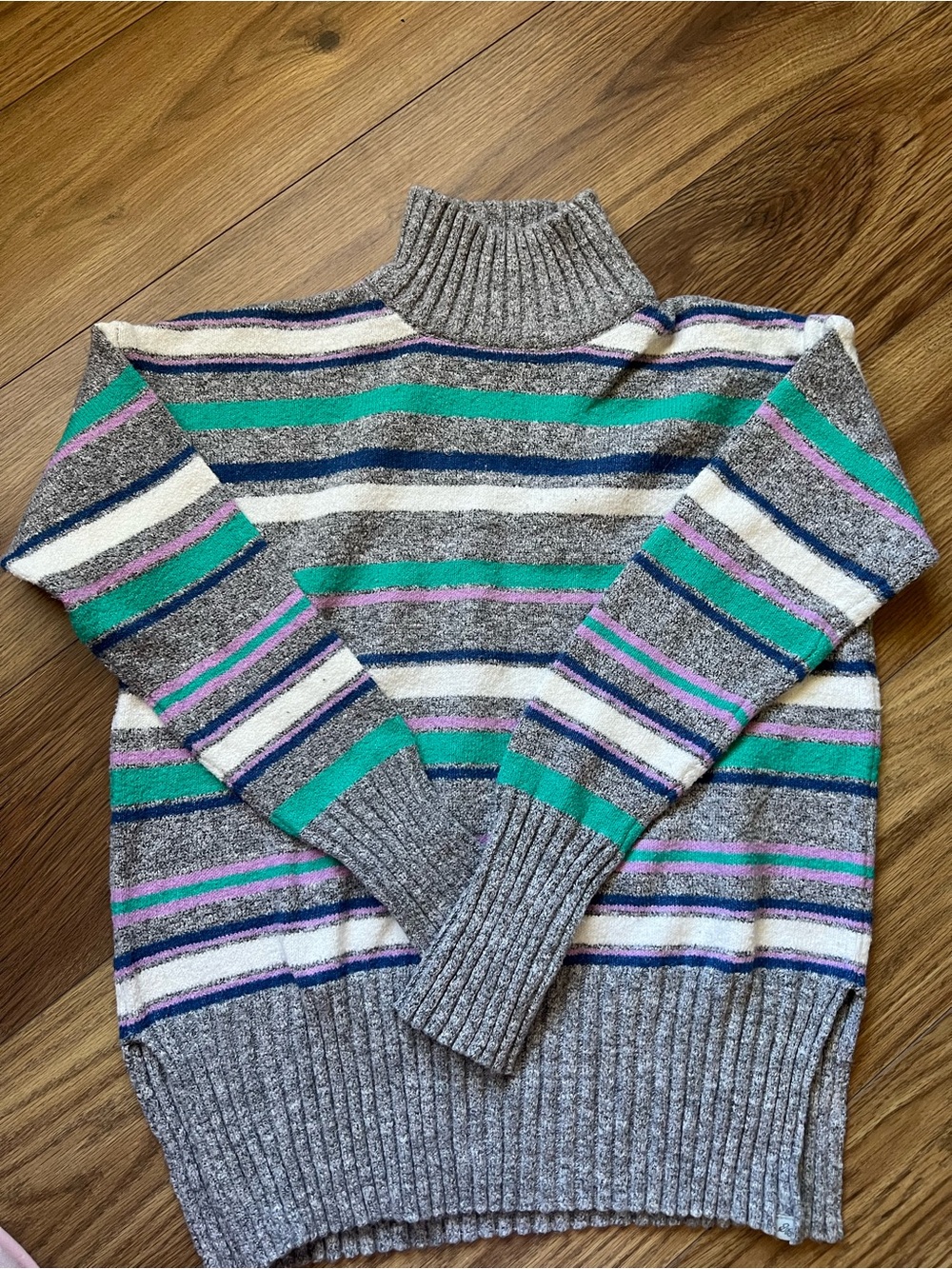 Eddie Bauer Retro Striped Mock Neck Oversized Sweater S